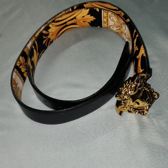 Versace Black Belt with Gold Buckle - Picture 5 of 12